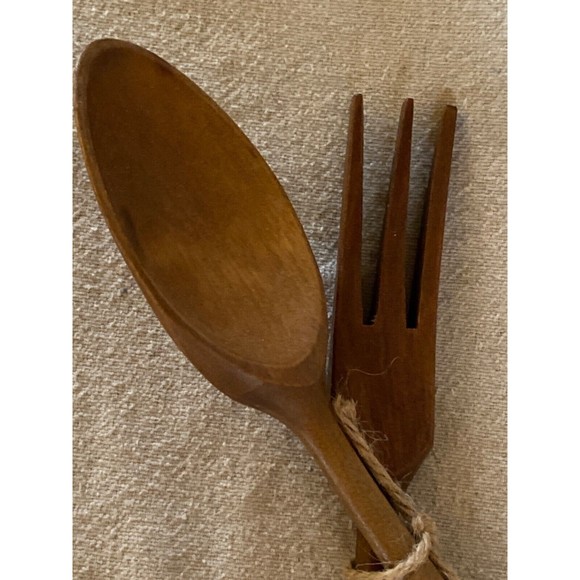 Ceramic Handles Delft Wood salad Set - Picture 4 of 6